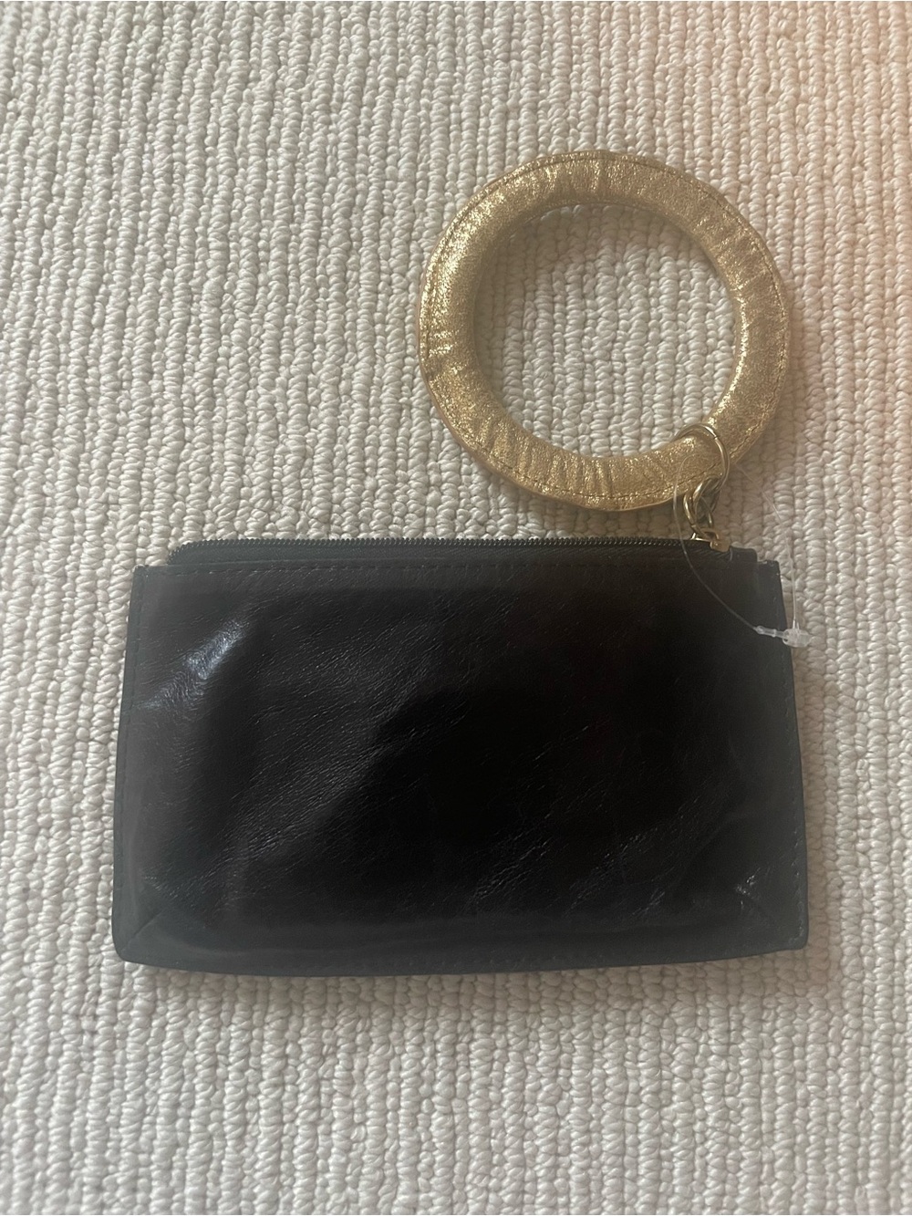Hobo Black Clutch Wristlet with Gold Bangle Handle c29